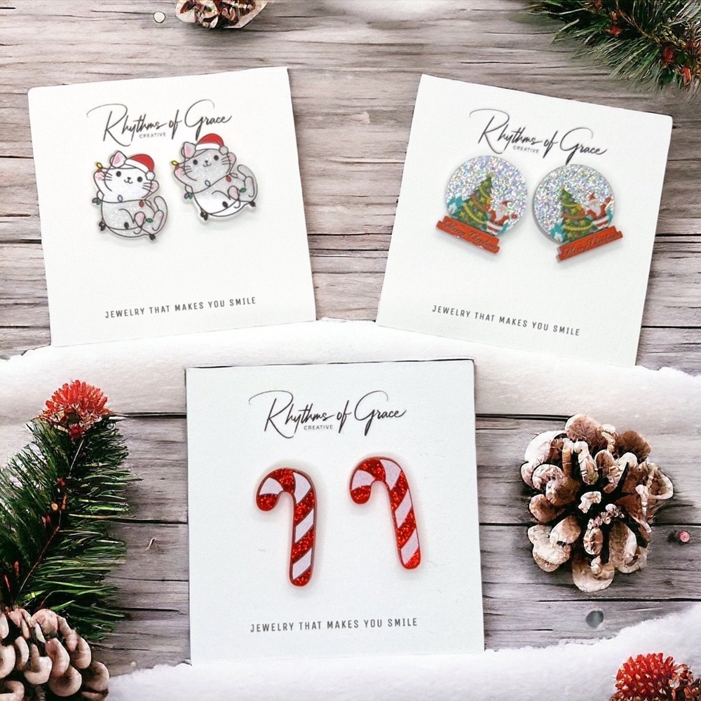 Sparkle & Shine: Colorful Christmas Stud Earrings! 5 Designs to Choose From! NWT